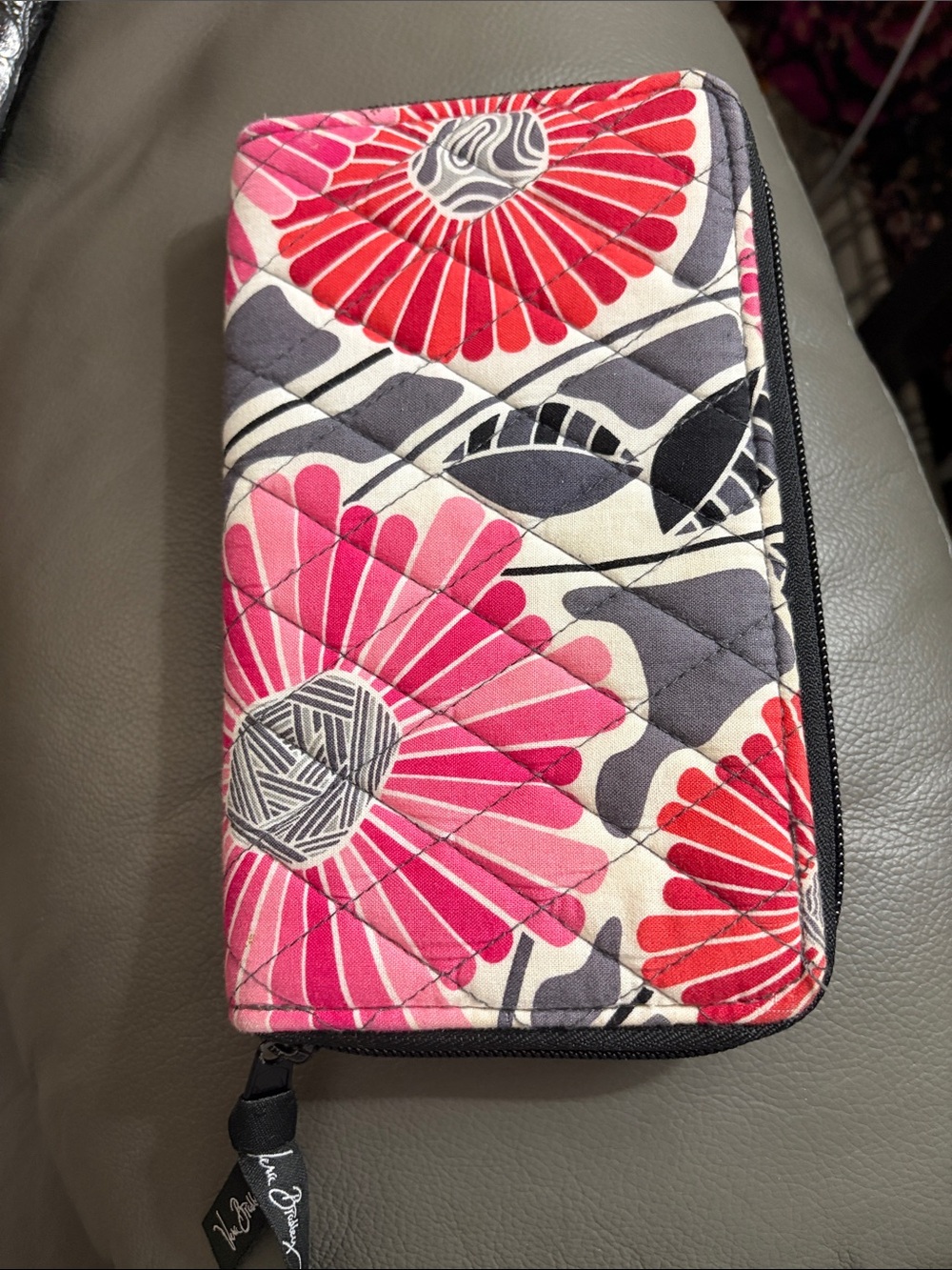 Vera Bradley Pink & Red Floral Quilted Zip Wallet